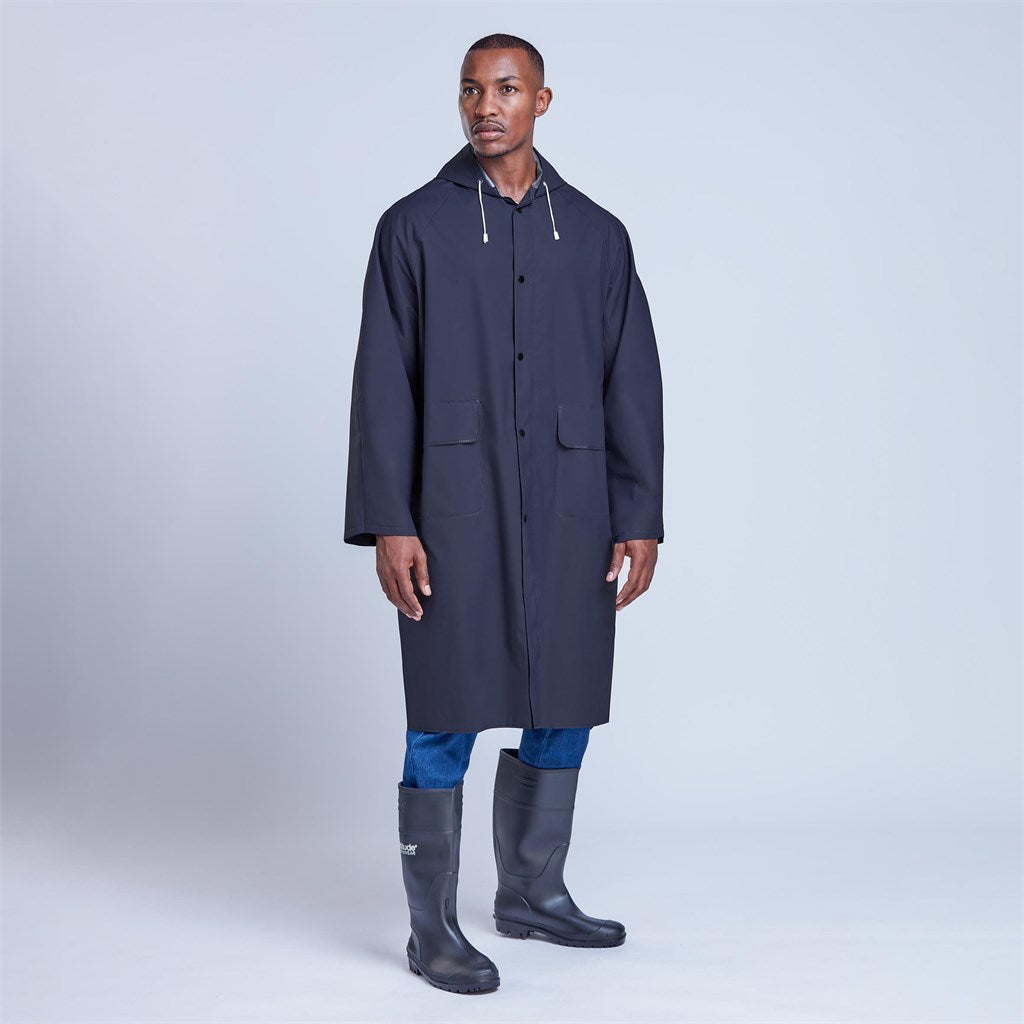 Light Duty Storm Rubberised Polyester/PVC Raincoat - Navy