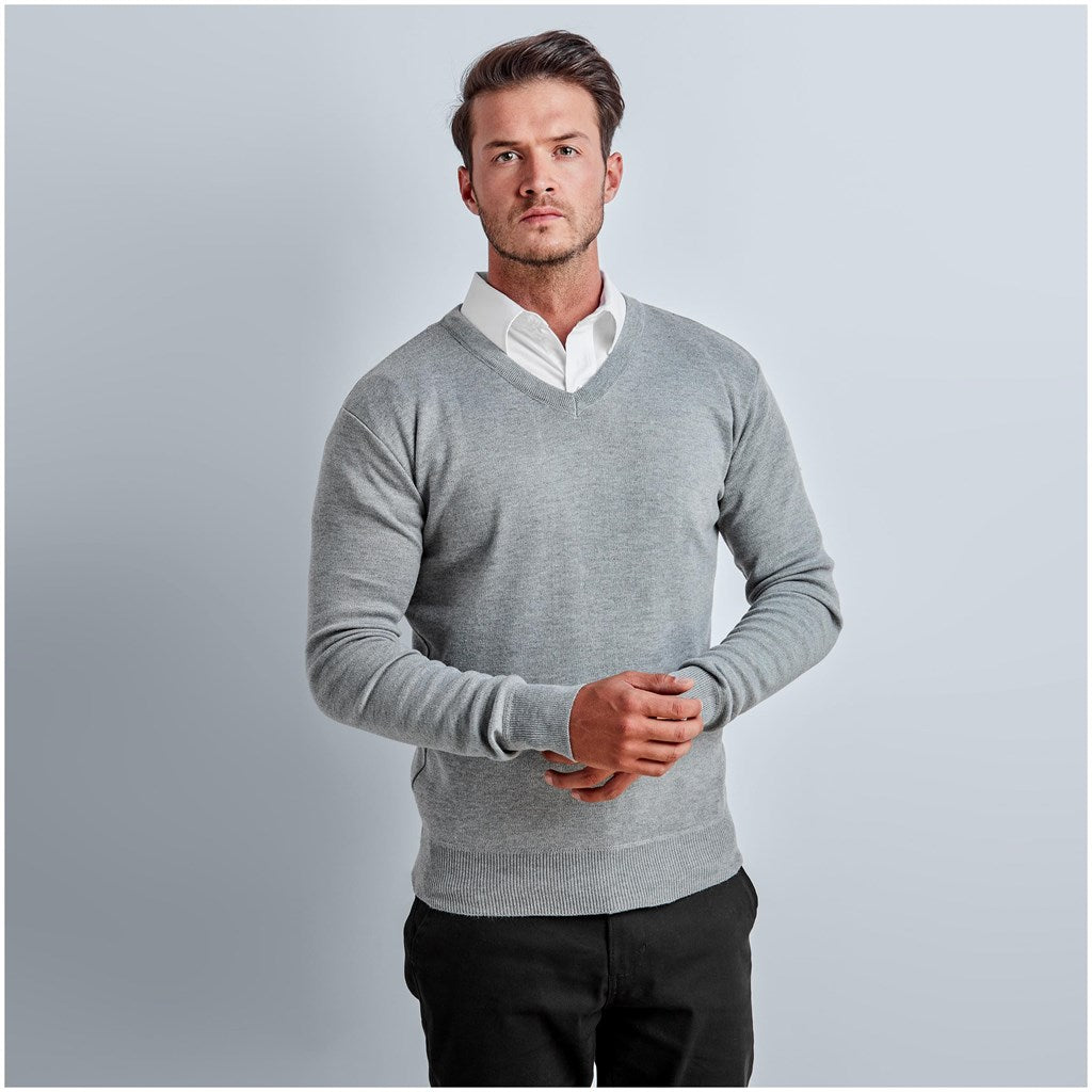 Mens Long Sleeve Peru V-Neck Jersey - Grey